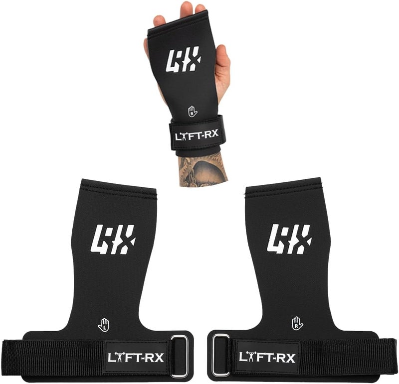 LYFT-RX Valiant Grips, Rubber Coated, No-Hole Fingerless Hand/Palm Grips w/Heavy-Duty Wrist Strap, Non-Slip, No Chalk Needed, for Weightlifting, Gym, Cross Fitness, Pull-Ups, Gymnastics - Image 1